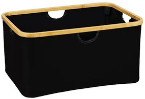 Kesper Úložný box - košík, textilní černý s bambusovým rámem XXL, 57x37x26
