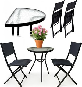 TRENDIE Zostava záhradného nábytku - 2 stoličky a stôl 65cm polovičný