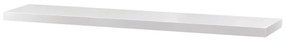 Polička nástěnná, 120x24x4 cm, MDF, bílý vysoký lesk