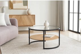 Čierny/v prírodnej farbe okrúhly konferenčný stolík v dekore duba ø 68 cm Zanu – Bonami Essentials