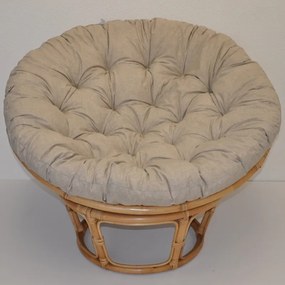 Relaxačný papasan DEMETRIA — ⌀100 cm, ratan, látka, medová / viac farieb Vínový