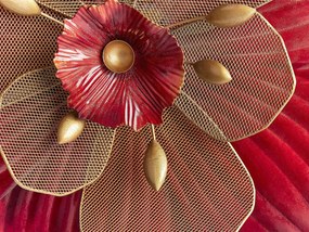 Nástenná dekorácia s kvetmi červená SCANDIUM Beliani