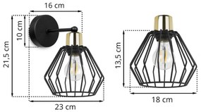 Nástenné svietidlo Nuvola 5, 1x čierne drôtené tienidlo, g