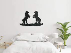 drevko 3D nálepka na stenu Vzpínajúce sa kone Rozmer obrazu: 30 x 44,5 cm, Farba dekorácie: Čierna