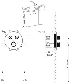 Sapho Sapho, SMARTSELECT podomietková sprchová batéria, box, 2 výstupy, čierna matná, RP032B