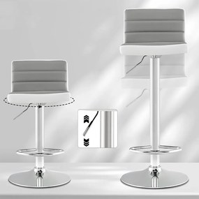 2-dielna nastaviteľná otočná barová stolička, sivá