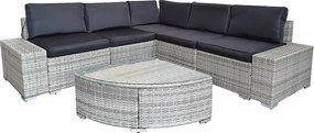 Rohová ratanová súprava Avenberg AZURE - šedá / čierna