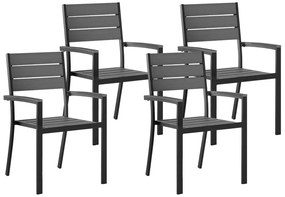 Sada 4 záhradných stoličiek v sivej farbe PRATO Beliani