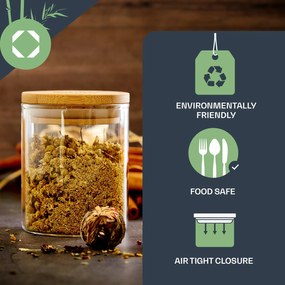 Klarstein Okrúhle poháre, bambusový vrchnák, súprava 10 kusov, každý 150 ml, vzduchotesné