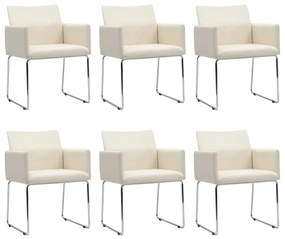 Jedálenské stoličky 6 ks, ľanový vzhľad, biele, látka