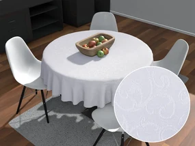 Biante Teflónový okrúhly obrus TF-078 Ornamenty - studená biela Ø 90 cm