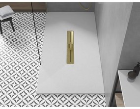 Mexen Toro, SMC obdĺžniková sprchová vanička 200 x 70 cm, biela, zlatá krytka, 43107020-G