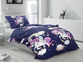 Bavlnené obliečky UNICORN modré Rozmer obliečky: 2 ks 70 x 90 cm | 200 x 220 cm