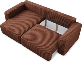 Menčestrová rozkladacia/s úložným priestorom rohová pohovka v terakotovej farbe (ľavý roh/s leňoškou) Kona – Makamii