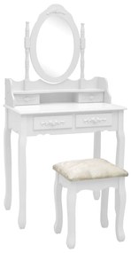 Toaletný stolík so stoličkou, biely 75x69x140 cm, paulovnia