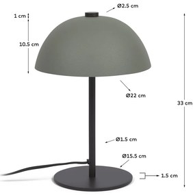Zelená stolová lampa s kovovým tienidlom (výška 33 cm) Aleyla - Kave Home