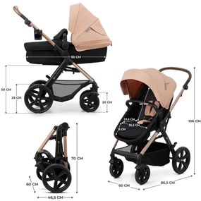KINDERKRAFT - Kombinovaný kočík 3v1 MOOV 2 Sand beige + autosedačka MINK PRO