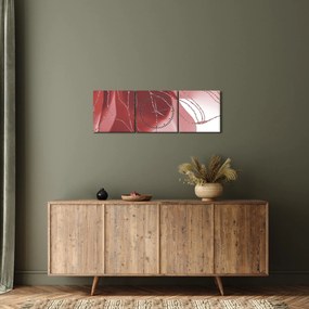 Obraz - Červená abstraktná kvetina N⁰1 (s hodinami) (90x30 cm)