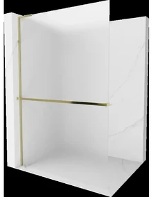 Mexen Kioto+ L skleněná sprchová stěna s policí Walk-in 100 x 200 cm, mléčné, zlaté - 800-100-123-50-30