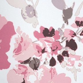 Bielo ružový zatemňujúcim efektov a motívom kvetov 140 x 250 cm