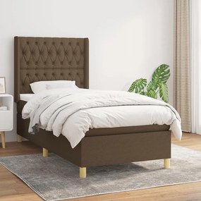 Boxspring posteľ s matracom tmavohnedá 90x190 cm látka 3132196