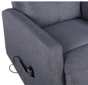 TV kreslo MODO PLUS s elektrickým polohovaním — látka, sivá, nosnosť 130 kg