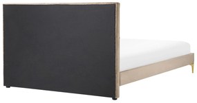 Zamatová posteľ 140 x 200 cm béžová LIMOUX Beliani