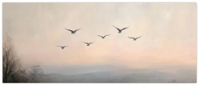 Obraz - Hejno vtákov (120x50 cm)