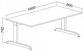 Stôl ProOffice C 80 x 160 cm