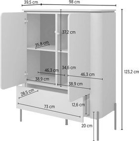 Vysoká komoda Bello 98 cm so zásuvkou - congo