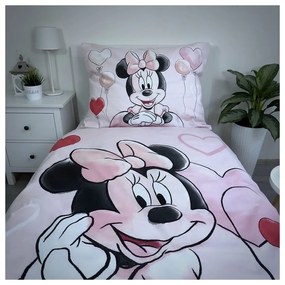 Ružové bavlnené detské obliečky na jednolôžko 140x200 cm Minnie "Balloon" – Jerry Fabrics