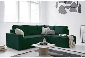 Tmavozelená menčestrová rozkladacia rohová pohovka (pravý roh) Brave Dave – Miuform