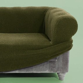 Super strečové poťahy NIAGARA zelená sedačka s otomanom vľavo (š. 200 - 300 cm)