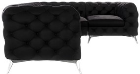 Čierna zamatová rohová pohovka (pravý roh/do L) Chelsea – Ropez