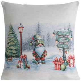 VIANOČNÁ GOBELÍNOVÁ DEKORAČNÁ OBLIEČKA NA VANKÚŠ XMAS3 45X45 CM VZOROVANÁ