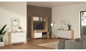 Biela/v prírodnej farbe komoda v dekore duba 99x73x39 cm Ikast – Tvilum