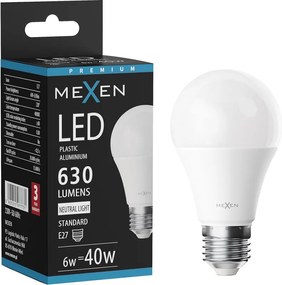 Mexen Nova, LED žiarovka E27, A60, 6W, neutrálna - 4000K, 630 lm - L100-E27-0640-01