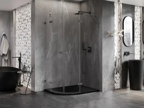 Mexen Lunar, pravý polkruhový sprchový kút 90 x 70 cm, 8mm číre sklo, grafitový profil, 833-090P-070L-95-00