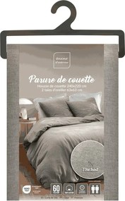 Sivé 3-dielne bavlnené obliečky na dvojlôžko/predĺžené 240x220 cm Meline – douceur d'intérieur