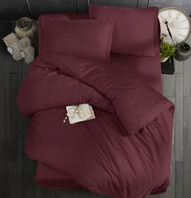 Povlečení bavlněný satén exclusive Modern bordó 200x140cm+90x70cm TiaHome - 1x Vankúš 90x70cm, 1x Paplón 140x200cm
