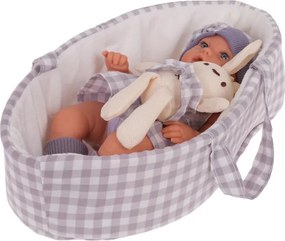 Bábika Lovely Baby s košíkom a zajačikom fialová