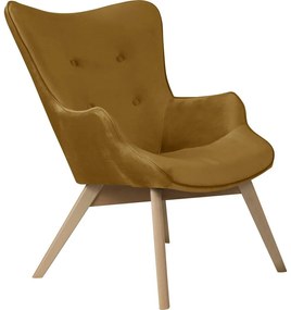 Zamatové kreslo v horčicovej farbe Niko – Ropez