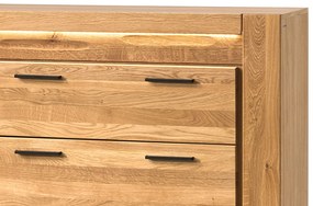 Komoda Velvet II 75 105 cm z masivu s LED osvětlením dub přírodní