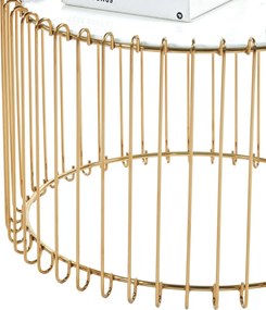 Vintino Konferenčný stolík PETERBURG – biely mramor-zlatý podstavec-60cm