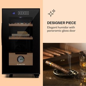 Klarstein El Presidente 23, humidor na cigary, 23 l, 45 W, dotykové ovládanie, bukové drevo, LED