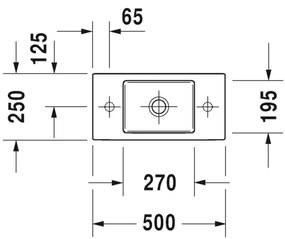 Duravit Vero Air - Umývadielko do nábytku 500x250 mm, otvor pre batériu vľavo, biela 0724500009