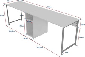 Matný pracovný stôl 60x240 cm Twin – Kalune Design