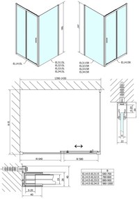 Polysan Polysan, Easy Line obdĺžniková sprchová zástena 1400x700mm L/P varianta, EL1415EL3115