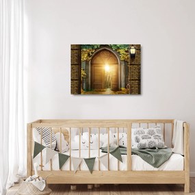 Sklenený obraz - Brána v lese (70x50 cm)