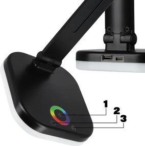 LED RGBW stmievateľná stolová lampa s bezdrôtovým nabíjaním LED/7W/5V USB čierna